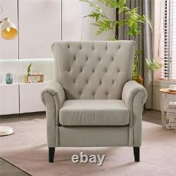Velvet Armchair Wing High Back Occasional Queen Anne Fireside Lounge Sofa Chair