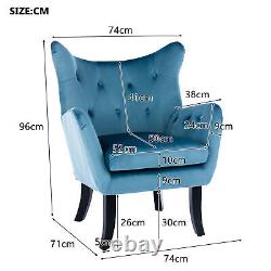 Velvet Armchair Wing High Back Sofa Chair Fireside Armchair Sofa Chair Lounge UK