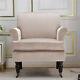 Velvet Armchair Wingback With Scroll Arms Accent Chair Fireside Sofa On Wheels
