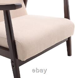 Velvet Fabric Accent Chair Fireside Upholstered Armchair Single Sofa Club Chair