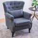 Velvet Fabric Armchair Buttoned Back Stud Occasional Fireside Sofa Lounge Chair