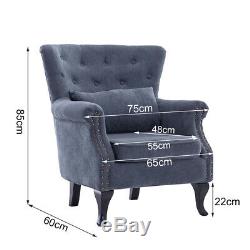 Velvet Fabric Armchair Buttoned Back Stud Occasional Fireside Sofa Lounge Chair