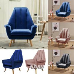 Velvet Fabric Wing Back Occasional Lounge Chair Tub Armchair Fireside Seat Sofa