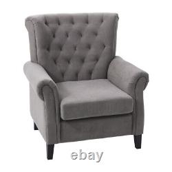 Velvet Fireside Wingback Armchair Tufted Accent Chair Queen Anne Sofa Seat Grey