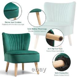 Velvet Green Oyster Wing Back Occasional Fireside Lounge Tub Sofa Chair Armchair