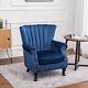 Velvet High Back Chair Fabric Chair Fireside Reading Soft Padded Wooden Legs