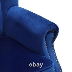 Velvet High Back Chair Fabric Chair Fireside Reading Soft Padded Wooden Legs