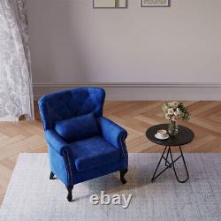 Velvet Lounge Armchair Fireside Button Back Rivet Accent Sofa Chair withCushion