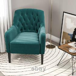 Velvet Nordic Accent Chair Fireside Armchair Wood Legs Lounge Sofa Living Room