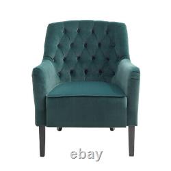 Velvet Nordic Accent Chair Fireside Armchair Wood Legs Lounge Sofa Living Room