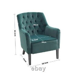 Velvet Nordic Accent Chair Fireside Armchair Wood Legs Lounge Sofa Living Room