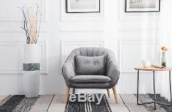 Velvet Nordic Armchair Lounge Accent Scallop Tub Chair Living Room Fireside Seat