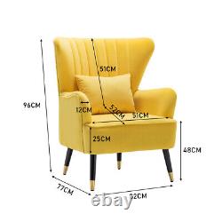 Velvet Nordic Oyster Wing Back Armchair High Backrest Chair Lounge Seat Fireside
