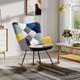 Velvet Patchwork Armchair Rocking Chair Relax Single Sofa Fireside Seat Wingback