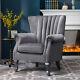 Velvet Rolled Armchair Tufted Wing Back Queen Anne Accent Fireside Sofa Withrivets