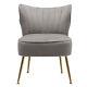 Velvet Scallop Shell Wing Back Occasion Chair Metal Legs Lounge Fireside Seat