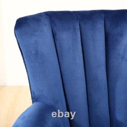 Velvet Upholstered Armchair Wing Back Fireside Single Sofa Chair Living Room