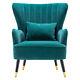Velvet Wing Back Chair Scallop Armchair Accent Fireside Lounge Occasional Sofa