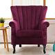 Velvet Wing Back Occasional Lounge Accent Chair Fabric Armchair Fireside Leisure