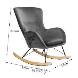 Velvet Wing Back Rocking Chair Armchair Fireside Lounge Chair Swivel Single Sofa