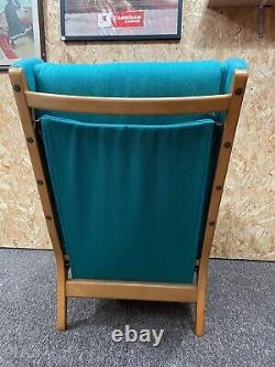 Vintage 1950s Wingback Fireside Chair Armchair Reupholstered Turquoise Blue