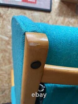 Vintage 1950s Wingback Fireside Chair Armchair Reupholstered Turquoise Blue