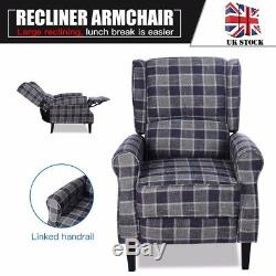 Vintage Armchair Sofa Recliner Wing Back Fireside Cherk Fabric Sofa Lounge Seat