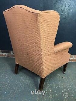 Vintage Armchair, Wingback, Fireside, Scroll Arms, Chair, Original Castors