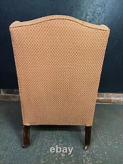 Vintage Armchair, Wingback, Fireside, Scroll Arms, Chair, Original Castors