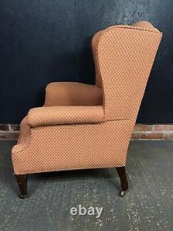 Vintage Armchair, Wingback, Fireside, Scroll Arms, Chair, Original Castors