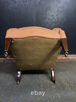 Vintage Armchair, Wingback, Fireside, Scroll Arms, Chair, Original Castors