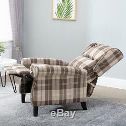 Vintage Check Recliner Lounge Chair Armchair Sofa Wing Back Fabric Fireside Home