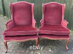 Vintage Fireside wingback Armchairs VGC reupholstery project -100+ fabrics