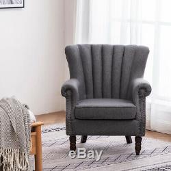 Vintage Orthopedic Wing Back Tub Chair Fabric Armchair Fireside Sofa Lounge Seat