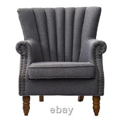 Vintage Orthopedic Wing Back Tub Chair Fabric Armchair Fireside Sofa Lounge Seat
