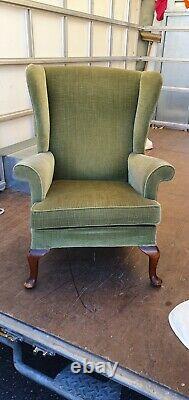 Vintage Parker Knoll Wing Back High Back Pk 720 Fire Side Arm Chair Seat Green