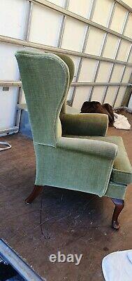 Vintage Parker Knoll Wing Back High Back Pk 720 Fire Side Arm Chair Seat Green