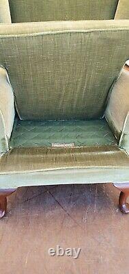 Vintage Parker Knoll Wing Back High Back Pk 720 Fire Side Arm Chair Seat Green
