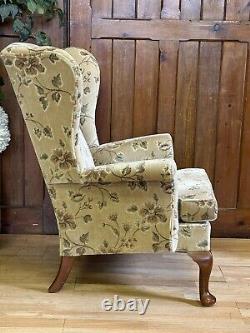 Vintage Parker Knoll Wingback Armchair \ Floral Fireside Lounge Chair \ PK720