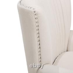 Vintage Pleated Wing Back Armchair Pinstripes Velvet Accent Chair Fireside Sofa