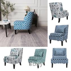 Vintage Print Fabric Occasional Lounge Fireside Chair Accent Armchair Wing Back