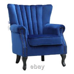 Vintage Scallop Back Armchair Wing Back Chesterfield Chair Fireside Lounge Sofa