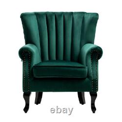 Vintage Scallop Back Armchair Wing Back Chesterfield Chair Fireside Lounge Sofa