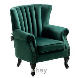 Vintage Scallop Back Armchair Wing Back Chesterfield Chair Fireside Lounge Sofa