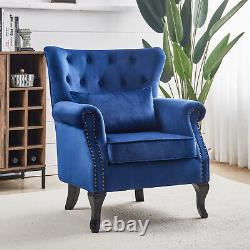 Vintage Upholstered Armchair Button Wing Back Fireside Living Room Sofa Chair