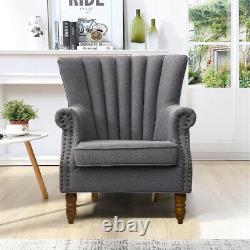 Vintage Upholstered Armchair Wing High Back Accent Tub Chair Fireside Seat Sofa