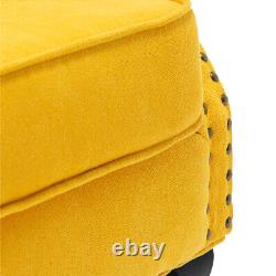 Vintage Upholstered Fabric Button Armchair Queen Anne Studs Chair Sofa Fireside