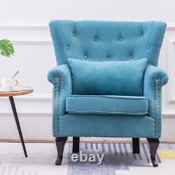 Vintage Upholstered Velvet Deep Button Armchair Fireside Chair Sofa Lounge Seat