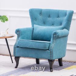 Vintage Upholstered Velvet Deep Button Armchair Fireside Chair Sofa Lounge Seat