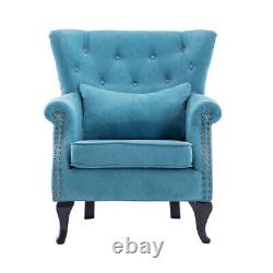 Vintage Upholstered Velvet Deep Button Armchair Fireside Chair Sofa Lounge Seat